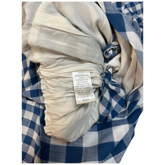 New Mainstrip Gingham V Neck Tie Wrap Front Romper Plaid Blue S - Picture 13 of 15